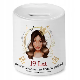 Skarbonka na Urodziny 19 19te 19-te na Prezent z Nadrukiem ze Zdjęciem + Opakowanie na prezent (wzór 03) - Skarbonki - miniaturka - grafika 1