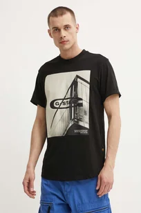 G-Star Raw t-shirt bawełniany męski kolor czarny z nadrukiem D24683-C372 - Koszulki męskie - miniaturka - grafika 1
