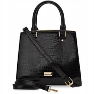 Torebki damskie - Monnari Elegancka Torebka Damska Lakierowany Sztywny Kuferek Croco Aktówka - miniaturka - grafika 1