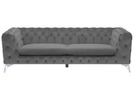 Sofy i kanapy - Beliani 3-osobowa sofa welur szara SOTRA - miniaturka - grafika 1