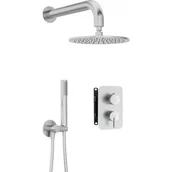 Zestawy prysznicowe - Deante Silia stal szczotkowana zestaw prysznicowy podtynkowy z BOXem mieszaczowym - z głowicą prysznicową - miniaturka - grafika 1