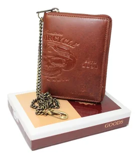 Portfel Męski Skórzany Peterson Skóra Naturalna Duży Piórnik Z Zapięciem Na Suwak 1377 BRĄZOWY "AMERICAN CUSTOM" - Portfele - miniaturka - grafika 1