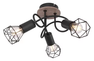 Globo Xara I 54802S-3DH plafon lampa sufitowa 3x40W E14 czarny/drewniany - Lampy sufitowe - miniaturka - grafika 1