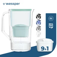 Dzbanki i imbryki - Dzbanek filtrujący wodę Wessper 2,5 L Kompatybilny z Brita Maxtra, system filtracji wody redukujący kamień, chlor + 10x miętowy filtr do wody - miniaturka - grafika 1
