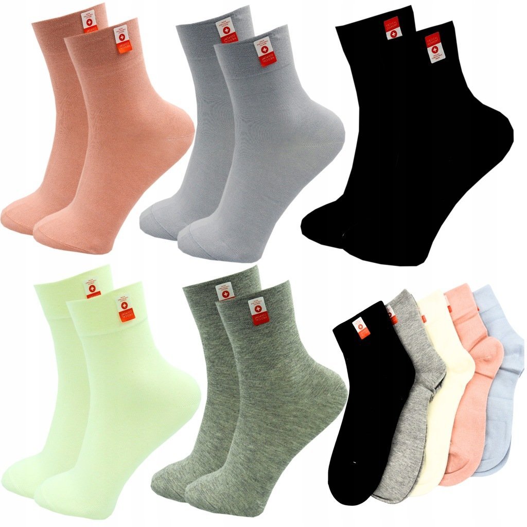 5x Skarpety Damskie Długie BAWEŁNA 97% MEDYCZNE Skarpetki ZESTAW 38-41