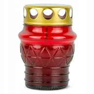 Lampiony i znicze - Znicz Szklany Zalewany 10 cm Czerwony DP64 Znicz z metalowym kapturkiem - miniaturka - grafika 1