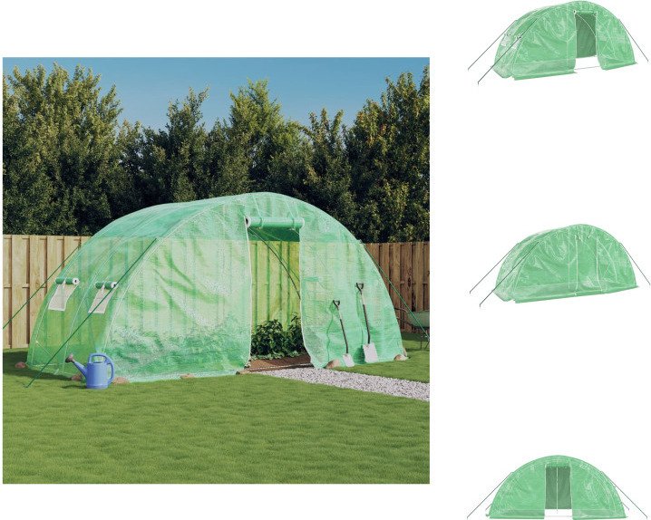 vidaXL Szklarnia z ramą stalową zielona 10 m² 5x2x2,3 m - Szklarnie