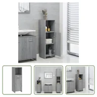 Szafki łazienkowe - The Living Store Szafka łazienkowa szara Sonoma 30x30x95 cm Materiał drewnopochodny - miniaturka - grafika 1