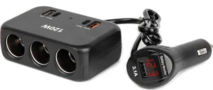 Rozdzielacz gniazda zapalniczki z ładowarką 2x usb-a 1x usb-c qc4.0 12v 24v 120w 80cm amio-04366 - Ładowarki samochodowe - miniaturka - grafika 1