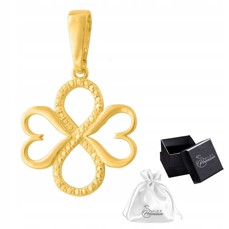 Zawieszka srebrna pr. 925 Złoty Wisiorek Koniczynka Czterolistna Dla Niej