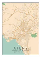 Plakaty - Plakat, Ateny mapa kolorowa, 40x60 cm - miniaturka - grafika 1