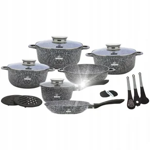 ZESTAW NACZYŃ Z MARMUROWYCH GARNIKÓW CERAMICZNYCH 17 SZT - Zestawy garnków i patelni - miniaturka - grafika 1