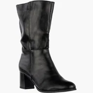 Kozaki damskie - Kozaki Damskie Ekoskóra Eleganckie Klasyczne Buty Na Obcasie Ocieplane Czarne Jezzi Czarny 41 - miniaturka - grafika 1