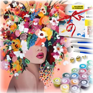 Zestaw do malowania po numerach - kobieta z kwiatami we włosach - Malowanie po numerach - miniaturka - grafika 1