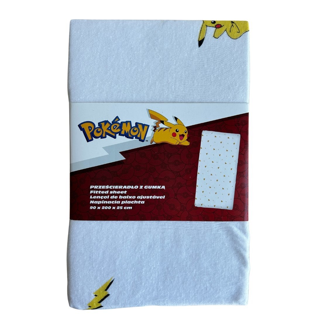 Bawełniane prześcieradło dziecięce z gumką 90x200 Pokemon Pikachu