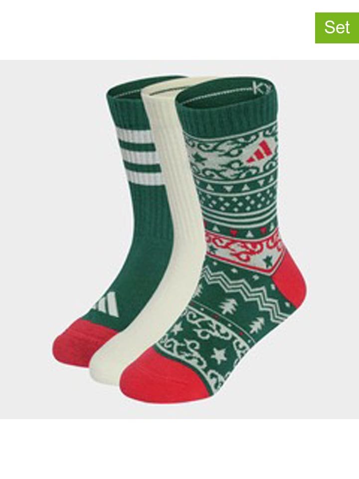 adidas Skarpety (3 pary) w kolorze zielono-kremowym