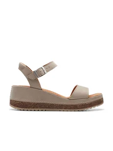 Clarks Skórzane sandały "Kassanda" w kolorze szarym na obcasie - Sandały damskie - miniaturka - grafika 1