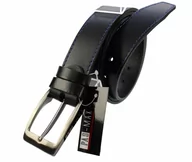 Paski - Pasek Męski Skórzany PAS-MAX (PL) Skóra Licowa EXTRA 40 mm CZARNY Z Niebieską Nitką Nadwymiar BARDZO DŁUGI XXL - miniaturka - grafika 1