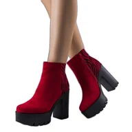 Botki damskie - BM Czerwone botki na wysokim słupku Khalid - miniaturka - grafika 1