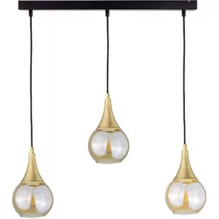 Keter Lighting Lacrima lampa wisząca 3x60W czarny/złoty/szkło miodowe 2143 - Lampy sufitowe - miniaturka - grafika 1