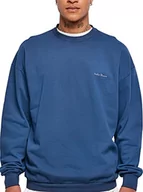 Bluzy męskie - Urban Classics Męska bluza z krótkim rękawem Embroidery Crew, niebieska (Speblue), 3XL, kosmiczny b??kit, 3XL - miniaturka - grafika 1