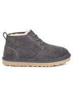 Botki damskie - UGG Skórzane botki "Neumel Shaggy" w kolorze szarym - miniaturka - grafika 1