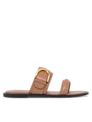 Klapki i japonki damskie - Gino Rossi Klapki ELZA-112686 Brązowy - miniaturka - grafika 1