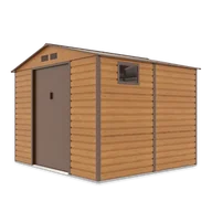 Altany ogrodowe - Domek narzędziowy MONTREAL 277x259 cm metalowy Oak Brown nowoczesna szopa ogrodowa z oknami na narzędzia, pojemny Hardmaister - miniaturka - grafika 1