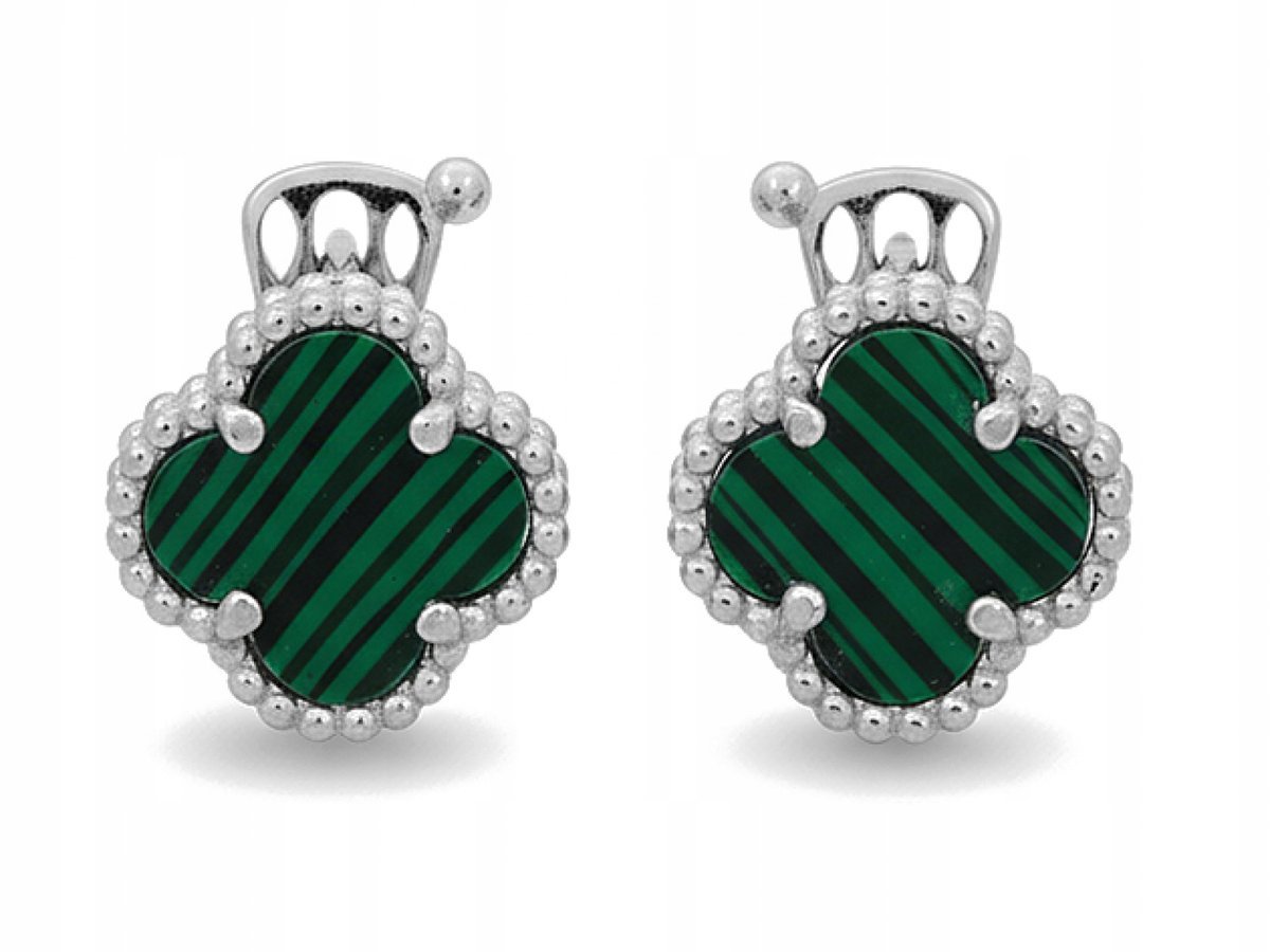 Kobiece srebrne kolczyki 925 zielone KONICZYNKI eleganckie efektowne modne