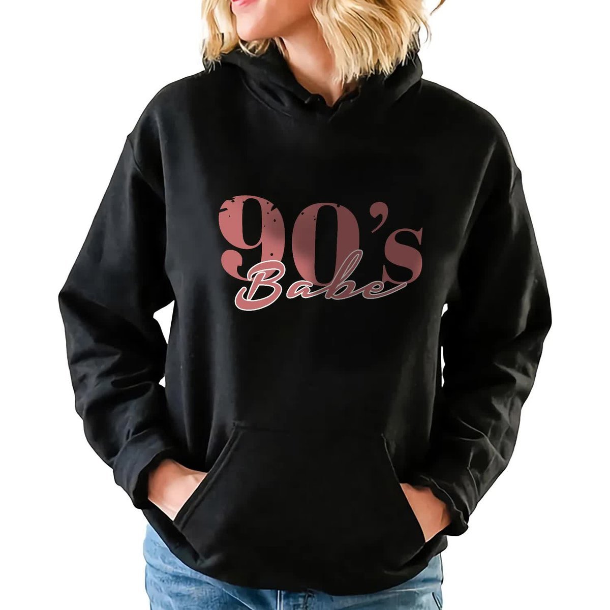 CZARNA BLUZA DAMSKA Z Kapturem 90's BABE LYRICS WZORY Rozmiar XL