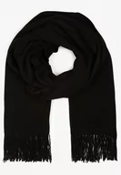Apaszki i szaliki damskie - Czarny Szalik Wykończony Frędzlami z Tkaniny Valleria - miniaturka - grafika 1
