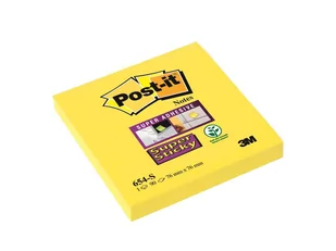 POST-IT-3M Bloczek samoprzylepny POST-IT Super Sticky 654-S) 76x76 mm 1x90 kart żółty - Etykiety samoprzylepne i bloki etykiet - miniaturka - grafika 1