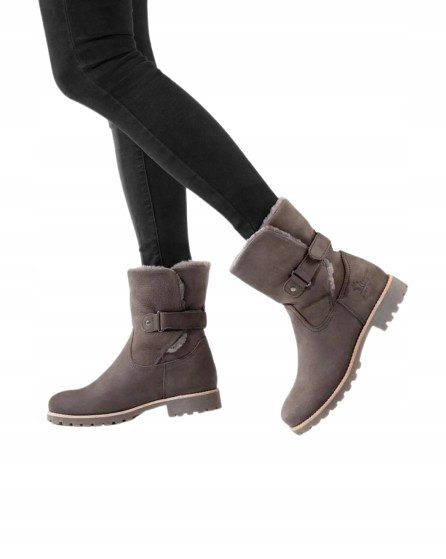 PANAMA JACK SZARE ZIMOWE BOTKI Z FUTERKIEM NA RZEP 41 J8A