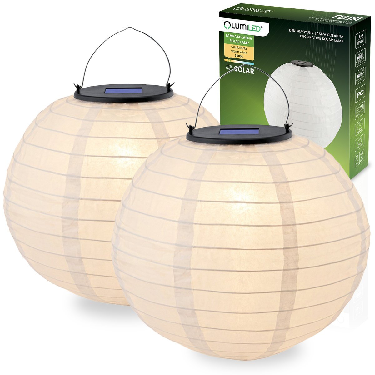 Lumiled 2x Lampa Solarna Ogrodowa LED FELISI Lampion Latarenka Origami 30cm