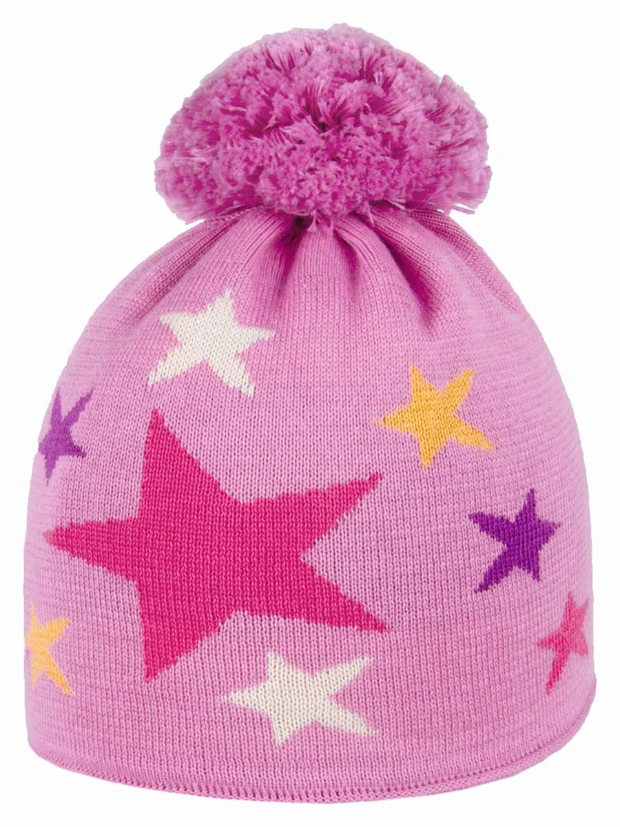 Czapka zimowa z pomponem i nadrukiem gwiazd Doll r.55