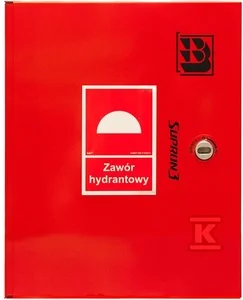 Zawór hydrantowy typ ZH-52 (2 sztuki) wraz z obudową, szafka ochronna 520 zawieszana, znak B, zamek OTS, kolor czerwony RAL3000 - Zawory i kraniki - miniaturka - grafika 1