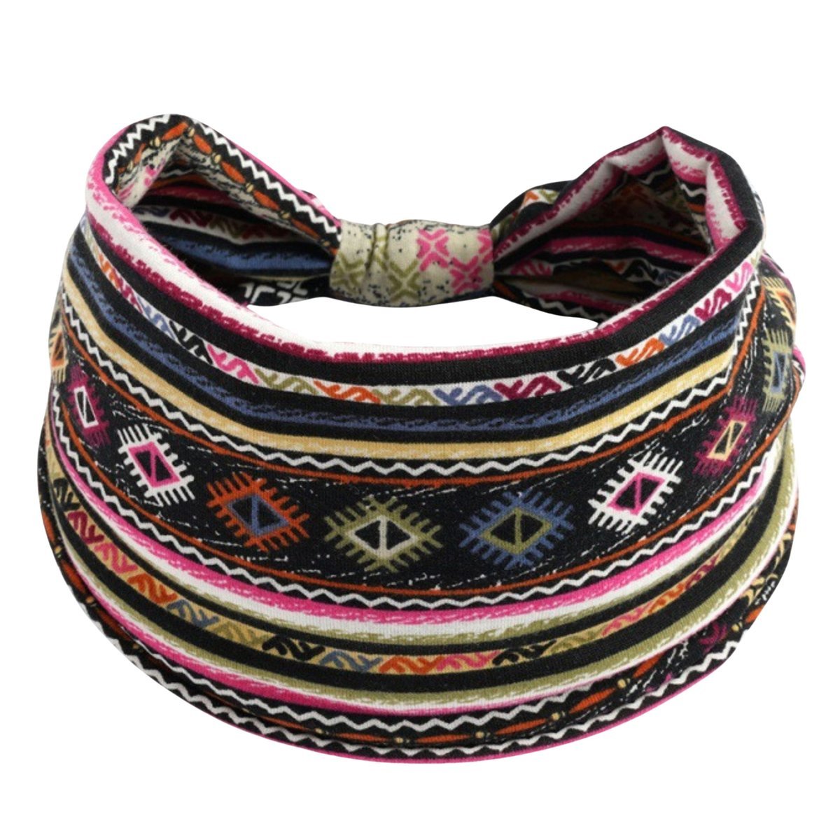 Opaska do Włosów Czarna Turban na Głowę Etniczna Elastyczna MIŁA W DOTYKU