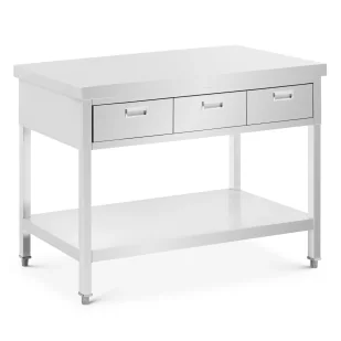 Royal Catering Stół roboczy ze stali nierdzewnej 120 x 60 cm 436 kg 3 szuflady - Meble gastronomiczne - miniaturka - grafika 1