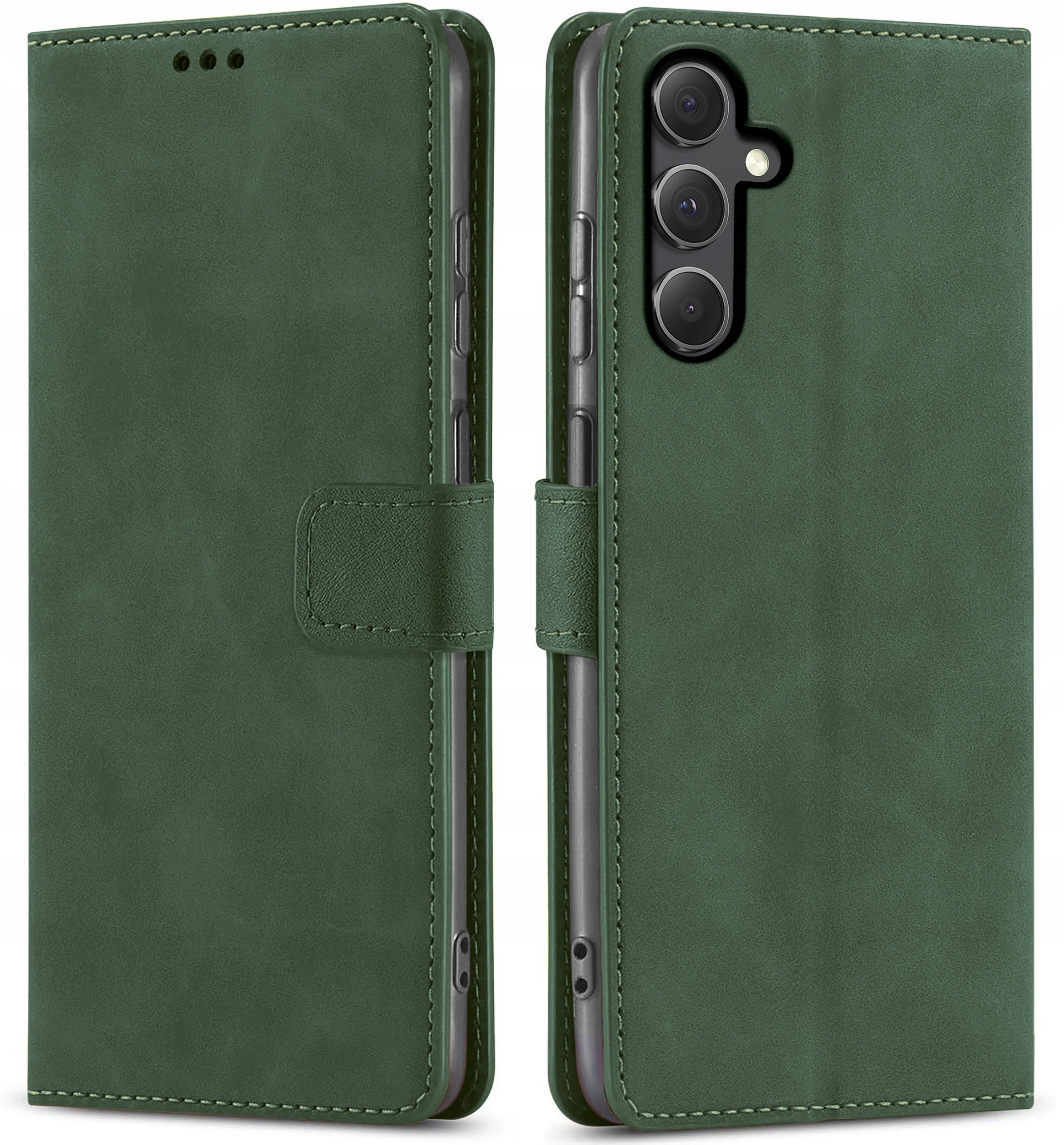 ETUI Z KLAPKĄ do Samsung S23 FE ZIELONE ZAMYKANE CASE + SZKŁO