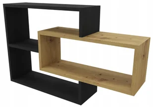 Półka wisząca ścienna regał na książki 3 elementy czarna-dąb artisan - Półki do salonu - miniaturka - grafika 1