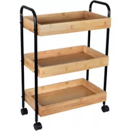 Szafki łazienkowe - Bisk Umbra regał z kółkami czarny/bambus 08162 - miniaturka - grafika 1