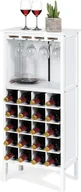 Butelki termiczne - KOMFOTTEU szafka na wino, stojak na wino z 20 butelkami i 4 rzędami uchwytów na kieliszki, pionowy stojak na butelki 42 x 25 x 96 cm, drewniany stojak na wino do kuchni, jadalni, baru (biały) - miniaturka - grafika 1