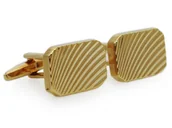 Spinki do mankietów i krawatów - Złote prostokątne spinki do mankietów A327 - miniaturka - grafika 1