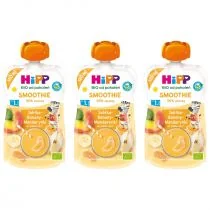 Hipp Smoothie Mus z owoców i soków po 1. roku jabłka-banany-mandarynki zestaw 3 x 120 ml Bio - Desery dla dzieci - miniaturka - grafika 1