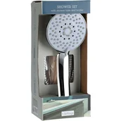 Akcesoria łazienkowe - Zestaw prysznicowy Elegant chrom, prysznic śr. 9,5 cm, 5 funkcji, wąż i uchwyt, nierdz. - miniaturka - grafika 1