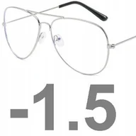 Okulary korekcyjne, oprawki, szkła - Okulary korekcyjne minusy pilotki srebrne -1.5 - miniaturka - grafika 1