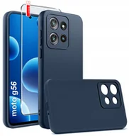 Etui i futerały do telefonów - Etui Granatowe Matowe Silikon Slim do Motorola G56 5G + SZKŁO 9H - miniaturka - grafika 1