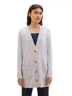 Swetry damskie - TOM TAILOR Denim Damski kardigan z dzianiny, 32510 - Basic Light Grey Melange, L - miniaturka - grafika 1