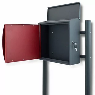 Skrzynka Wolnostojąca czerwona nowoczesna na stojaku otwierana POST - Skrzynki na listy - miniaturka - grafika 4