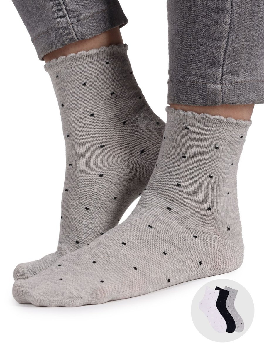 Skarpety dziewczęce bawełniane w kropki 3PAK 35-38 YOCLUB